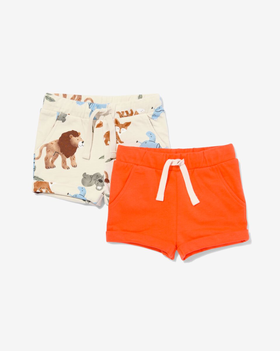 baby shorts dieren - 2 stuks oranje - HEMA