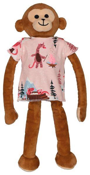 kinderpyjama en poppennachtshirt glamping lichtroze - HEMA