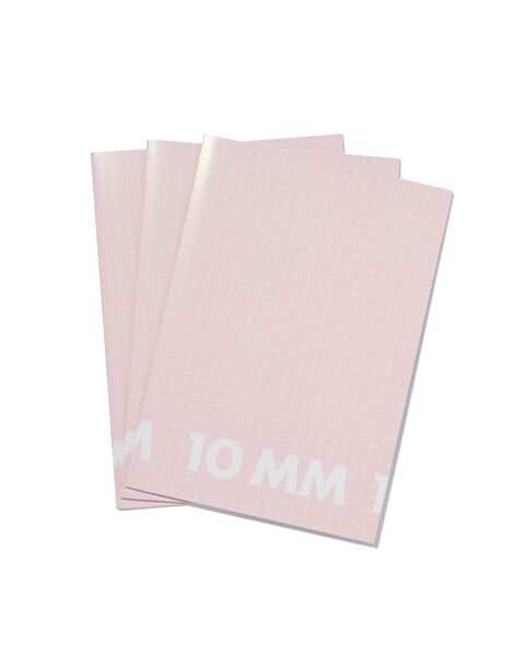 schriften roze A4 geruit 10 mm - 3 stuks - HEMA