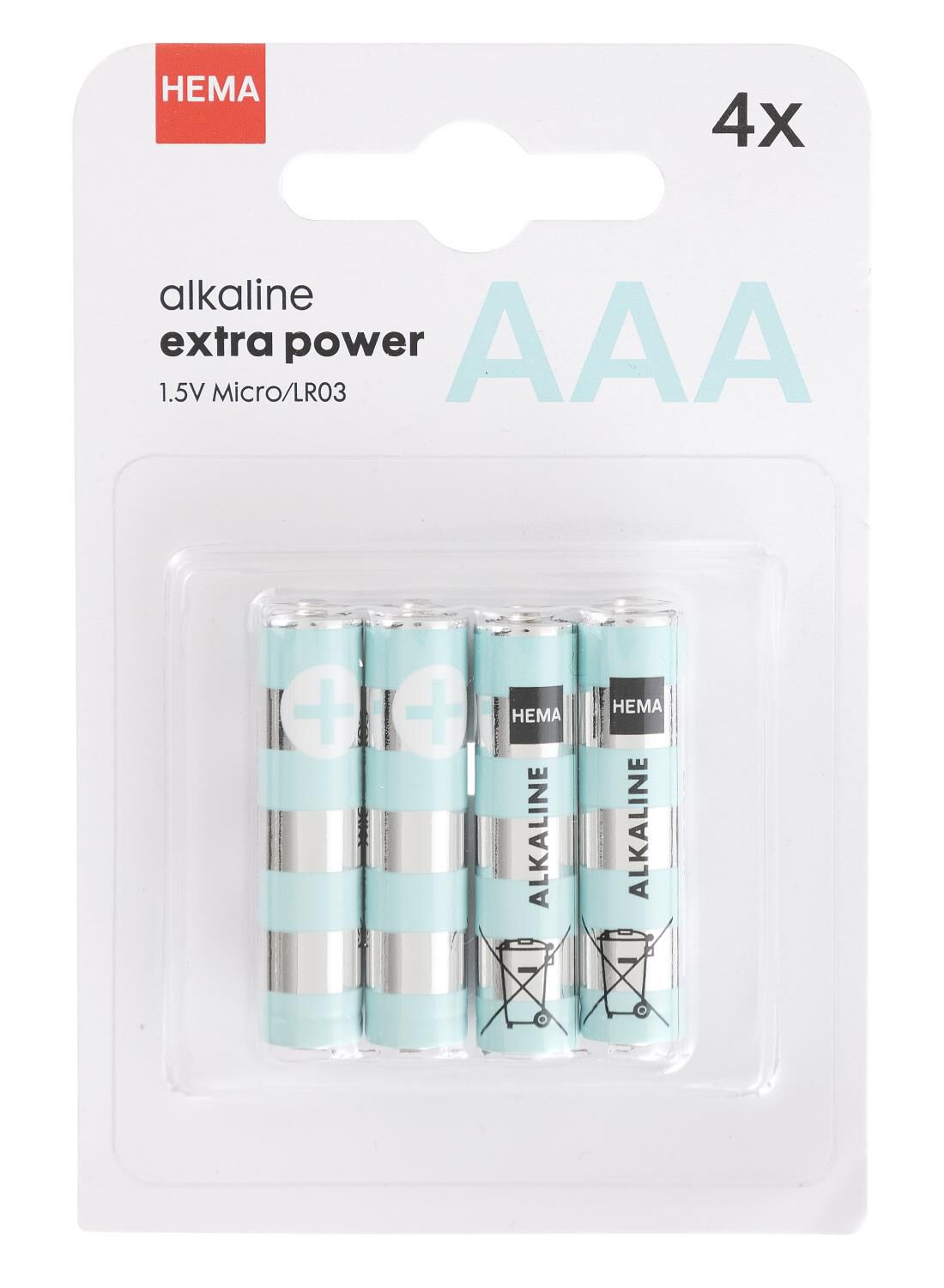AAA alkaline extra power batterijen - 4 stuks - HEMA
