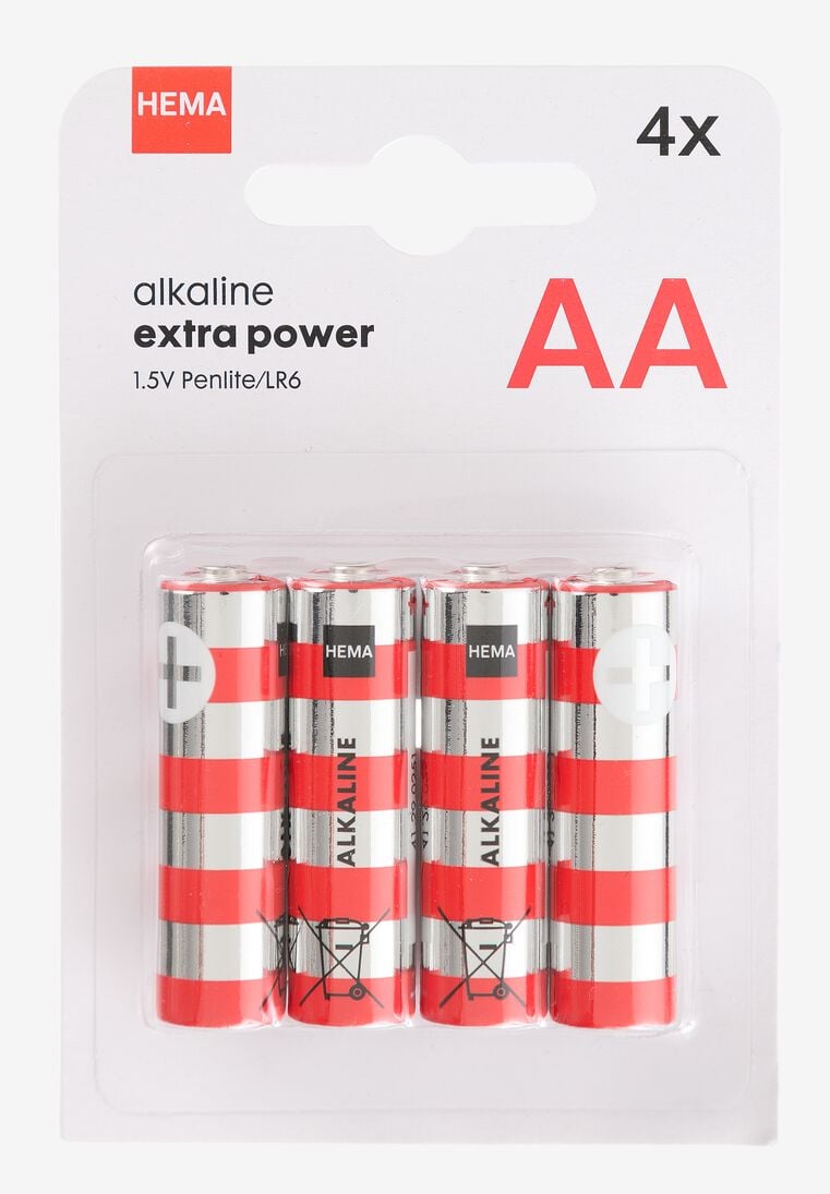 AA alkaline extra power batterijen - 4 stuks - HEMA