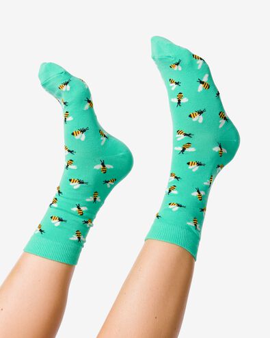 sokken met katoen just bee yourself groen 43/46 - 4141133 - HEMA