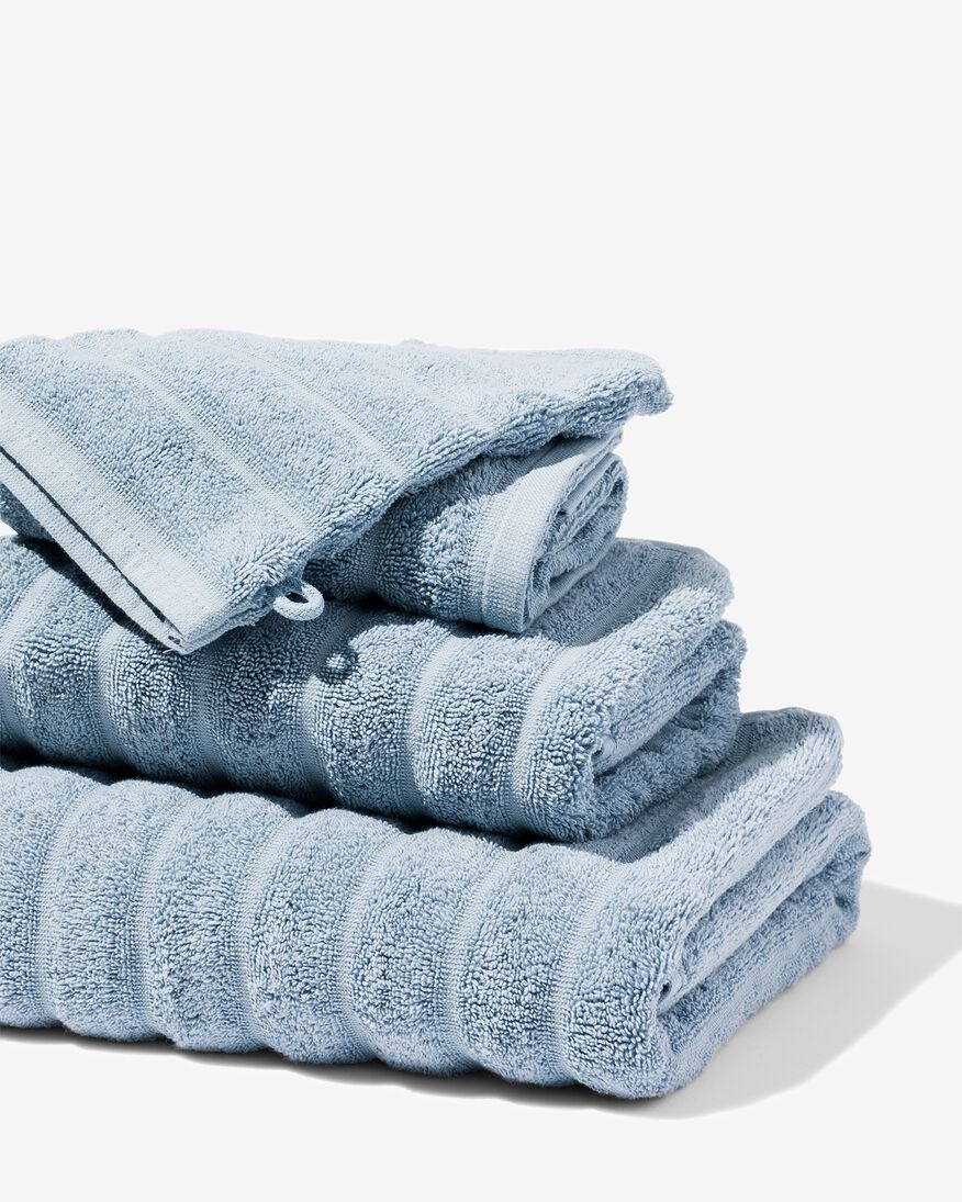 handdoek zware kwaliteit structuur donkergrijs blauw - HEMA