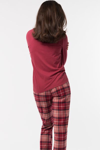 dames pyjama jersey/flanel rood - HEMA
