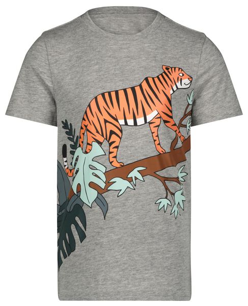 kinder t-shirt tijger grijsmelange - HEMA