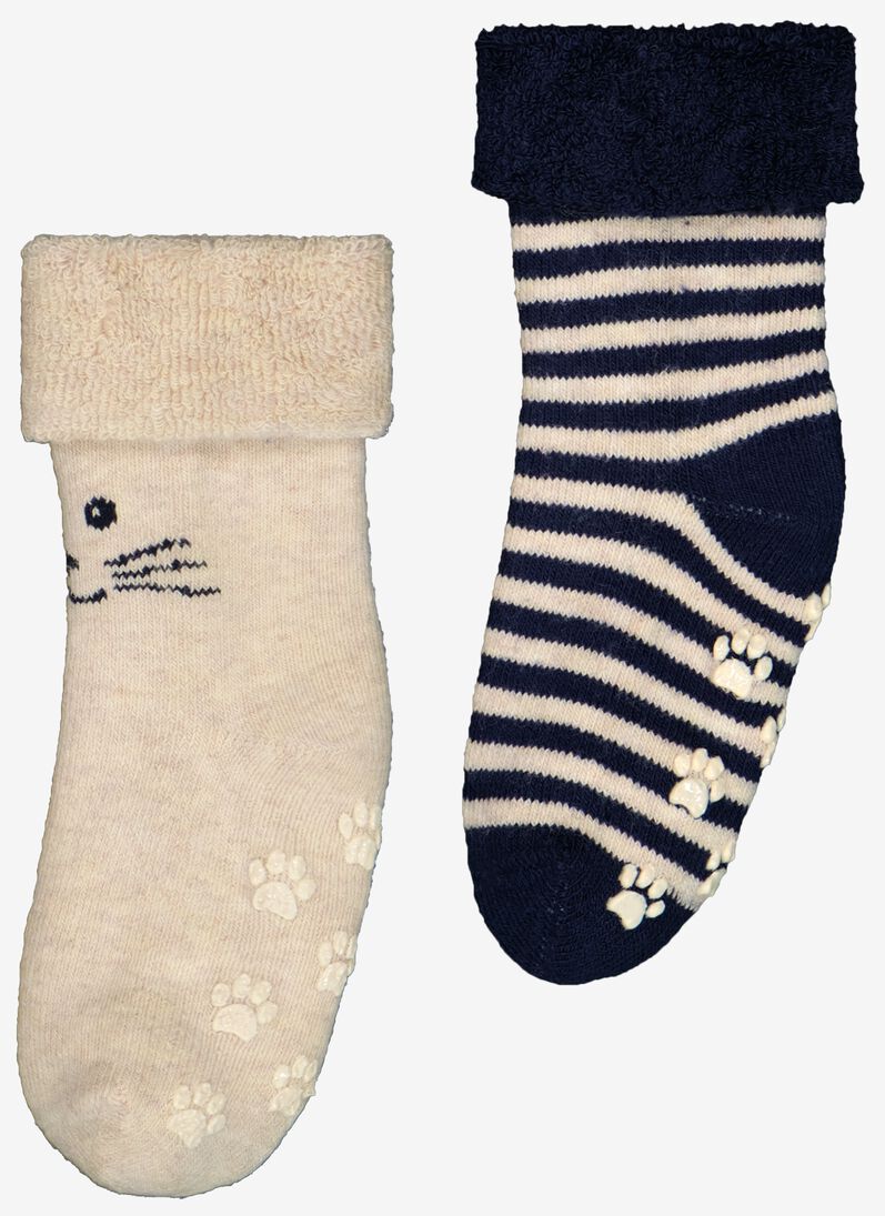 baby sokken met katoen - 2 paar beige - HEMA