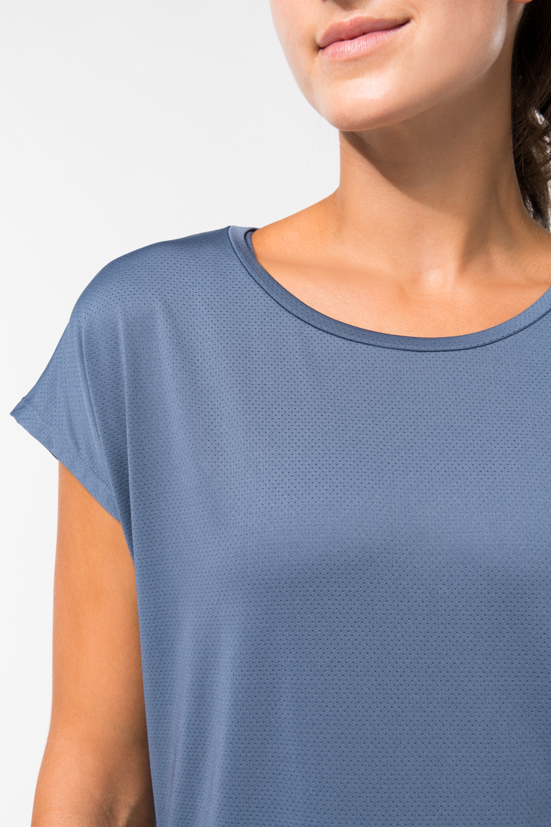dames sport t-shirt mesh middenblauw - HEMA