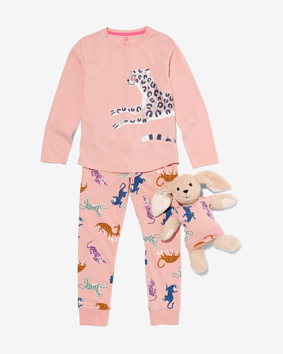 kinder pyjama luipaarden lichtroze - HEMA