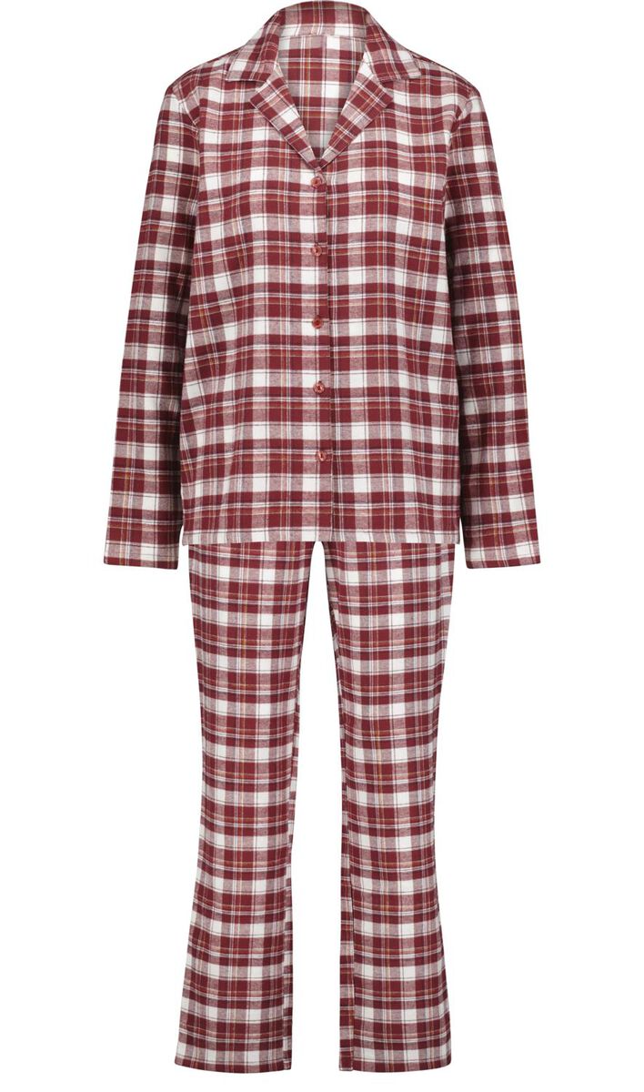 dames pyjama flanel met lurex rood - HEMA