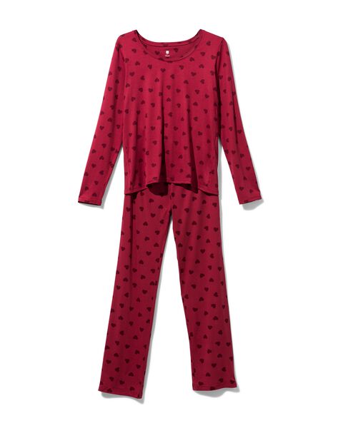 dames pyjama micro rood - HEMA