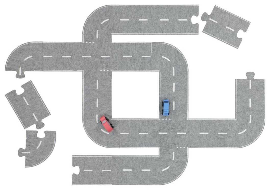 Regelmatig silhouet maag autoweg puzzel vilt - 27 stukjes - HEMA