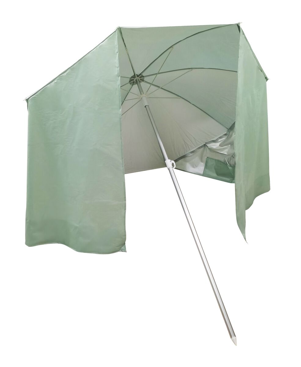 parasol met windscherm Ø180cm lichtgroen - HEMA