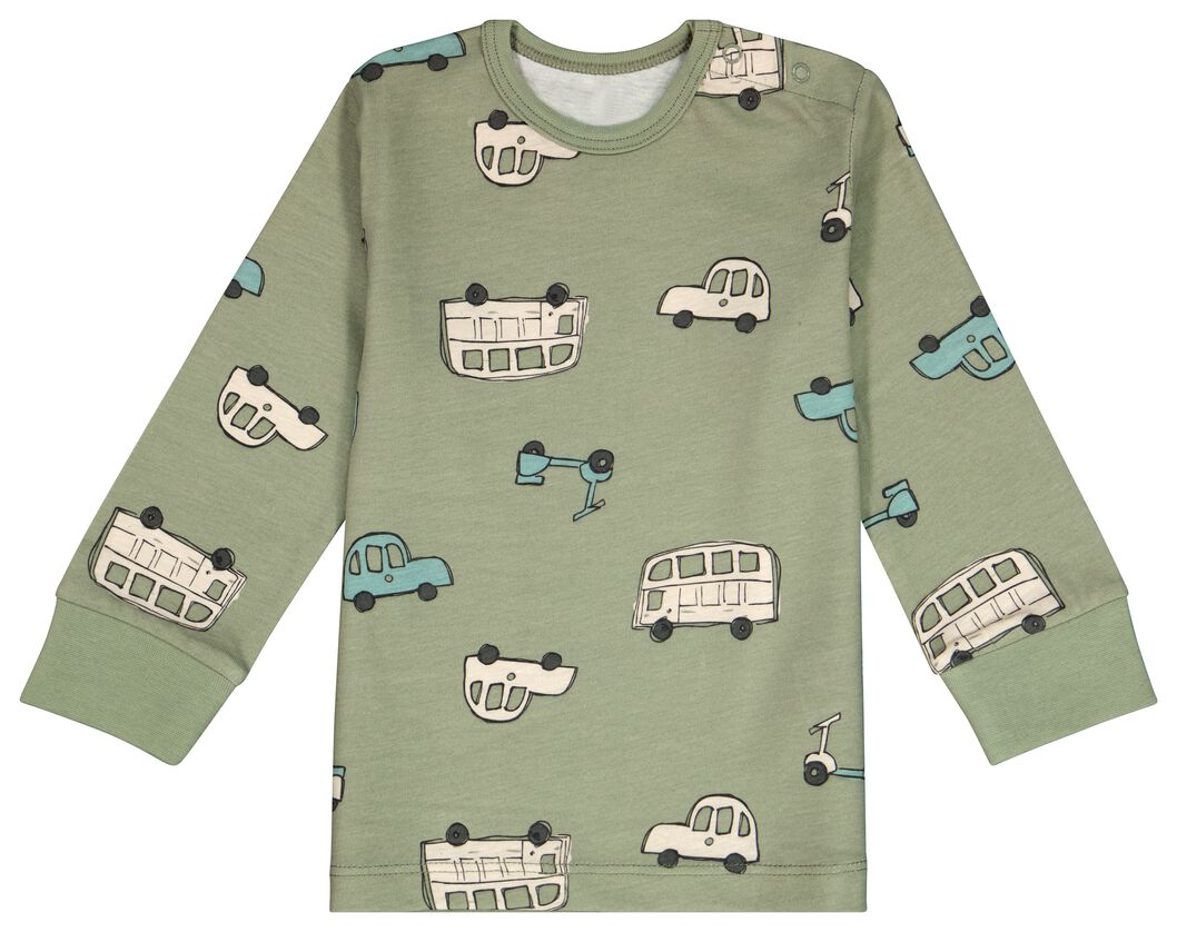 baby pyjama katoen auto groen - HEMA