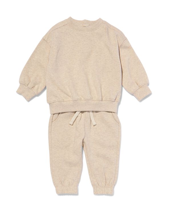 baby kledingset sweater en broek eendjes zand zand - 33114770SAND - HEMA