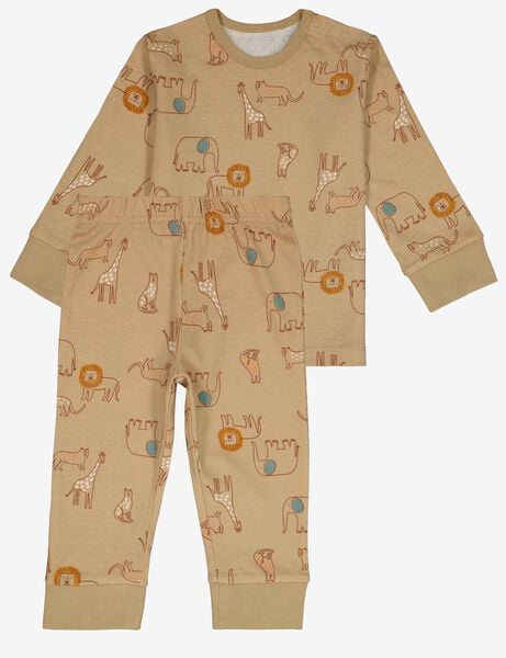 baby pyjama katoen safari bruin - HEMA