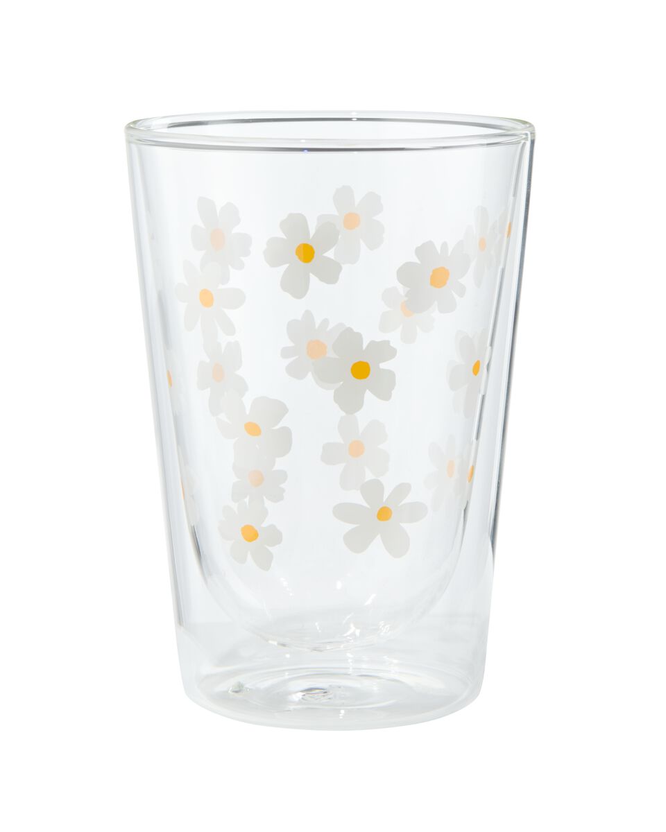 dubbelwandig glas bloemen 350ml - HEMA
