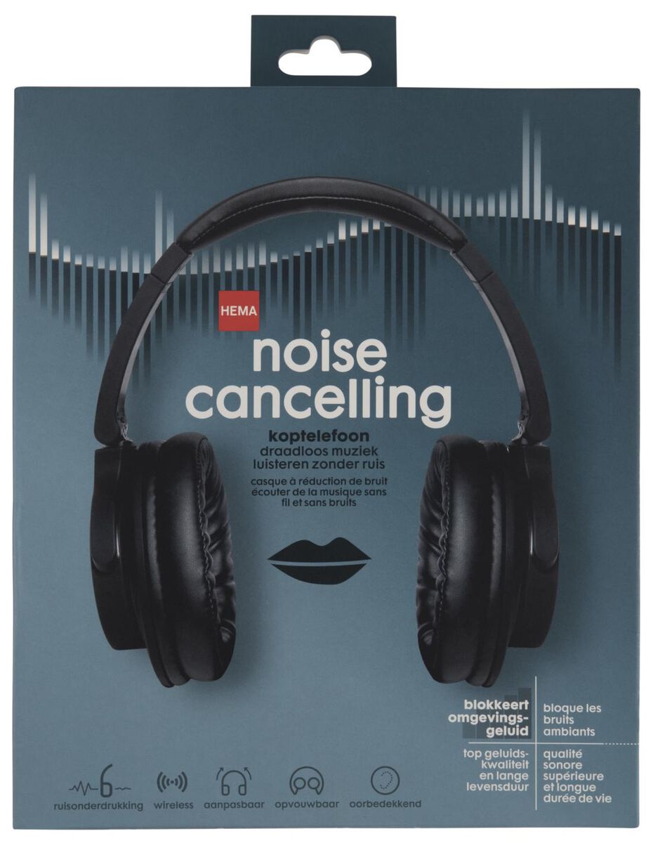 draadloze koptelefoon met noise cancelling zwart - HEMA