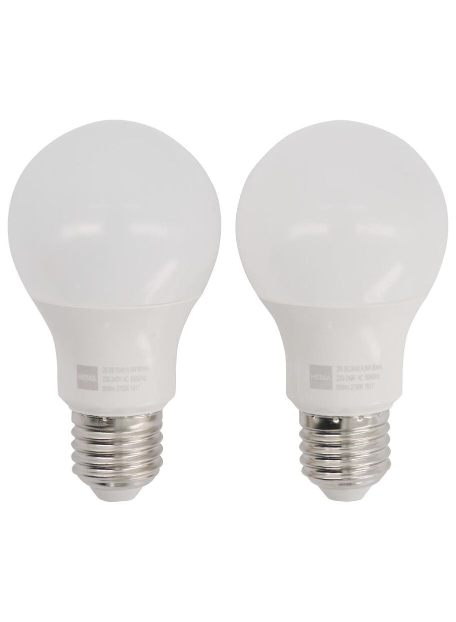 LED lamp 60W - 806 lm - peer - mat - 2 stuks - HEMA