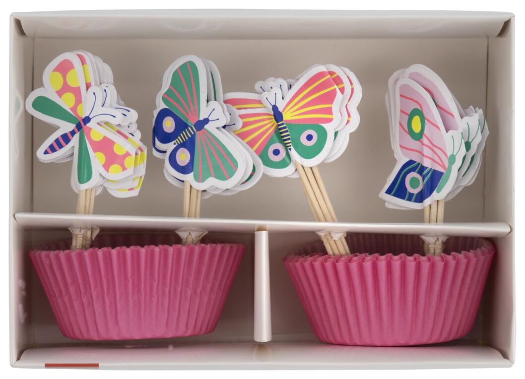 cupcake set vlinder 24 stuks - HEMA