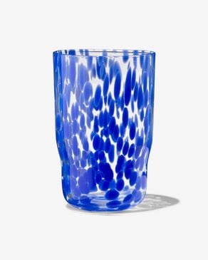 longdrink glas Bergen gevlekt blauw 370ml - HEMA