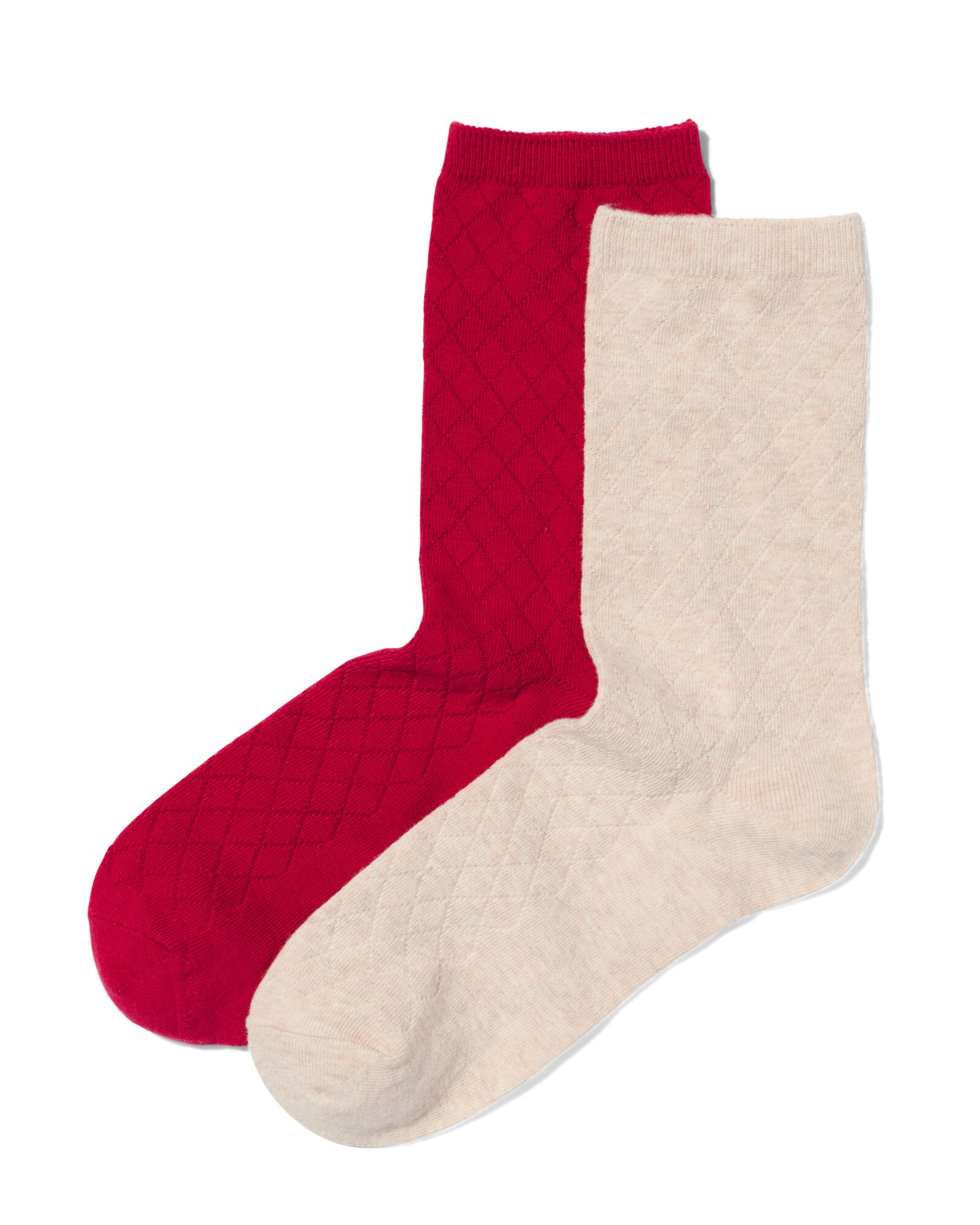 dames sokken met katoen - 2 paar rood - HEMA