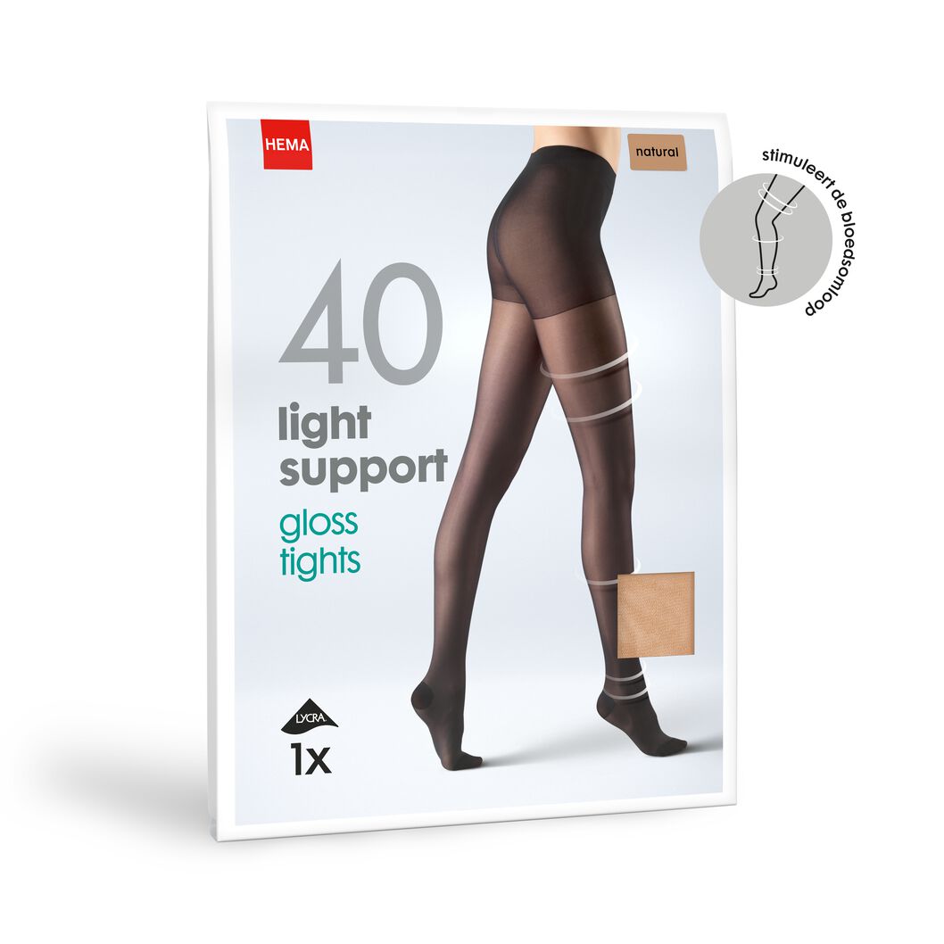 light support gloss panty 40 denier naturel - HEMA