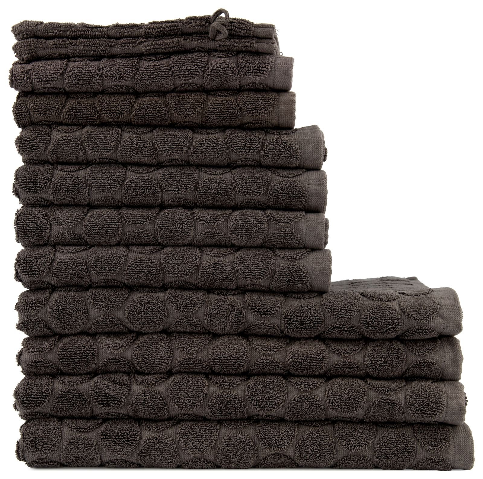 handdoeken - zware kwaliteit - gestipt donkergrijs - HEMA