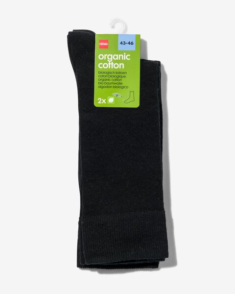 heren sokken biologisch katoen - 2 paar zwart - HEMA