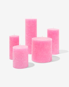 rustieke kaarsen fluor roze - HEMA