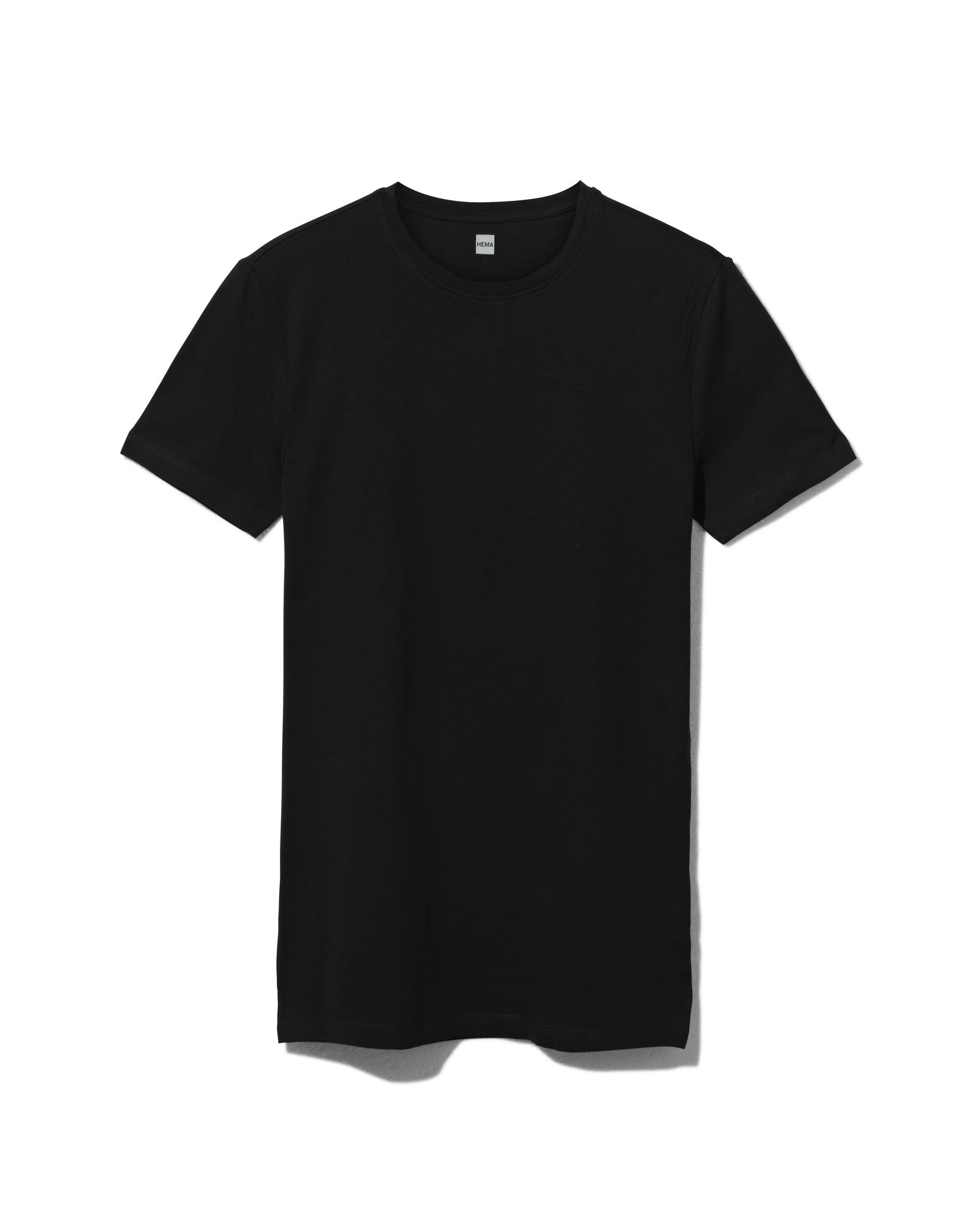 heren t-shirt regular fit o-hals extra lang - 2 stuks zwart - HEMA