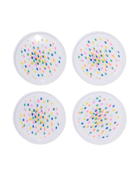 plastic borden herbruikbaar - Ø22.5 cm - confetti - 4 stuks - HEMA