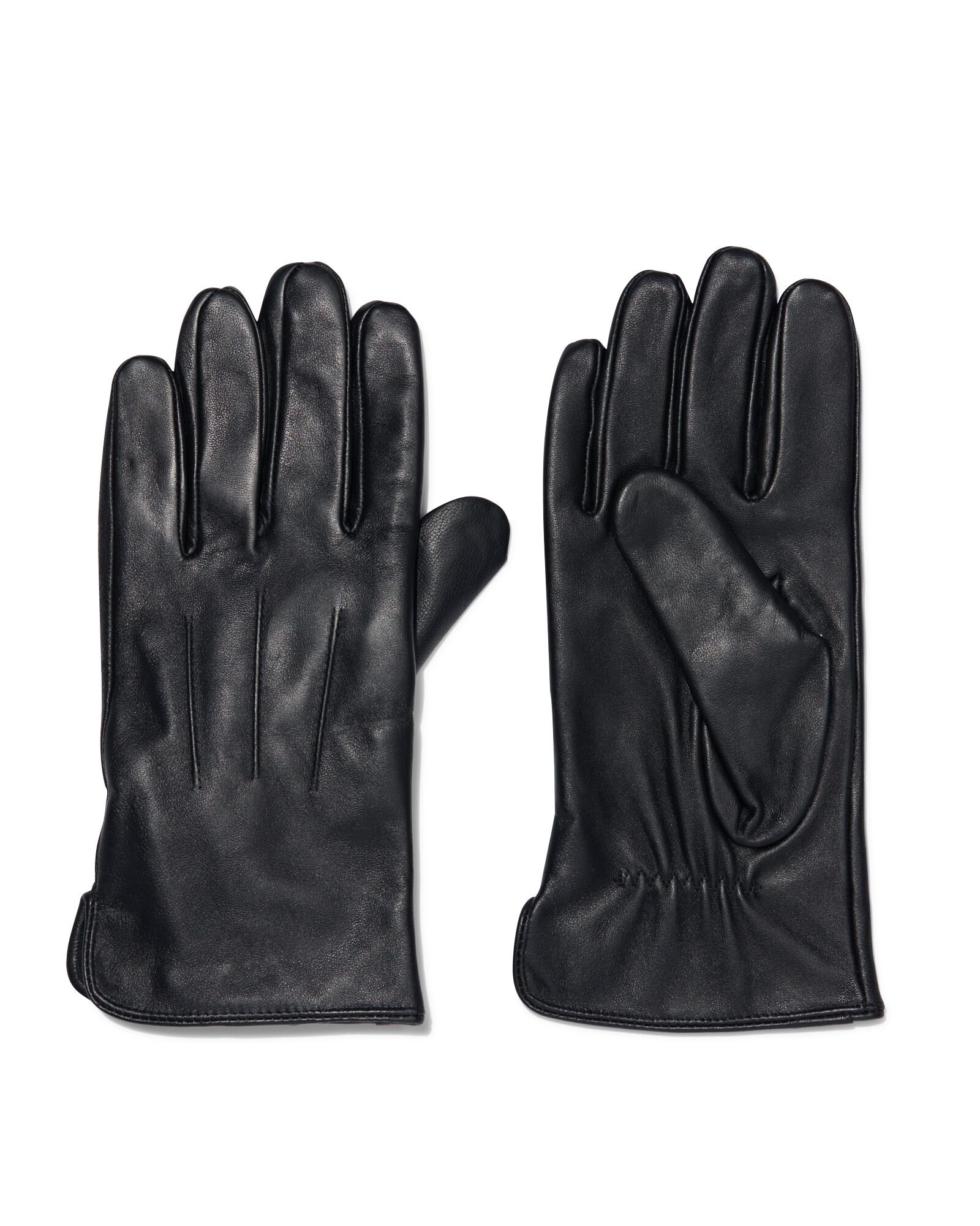 heren handschoenen met touchscreen leer zwart - HEMA