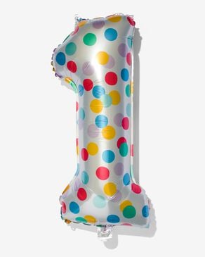 folieballon met confetti XL cijfer 1 - HEMA