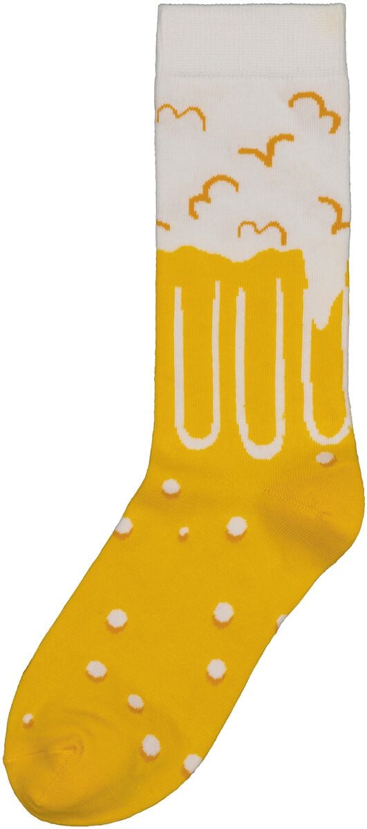 sokken met katoen cheers&beers geel - HEMA