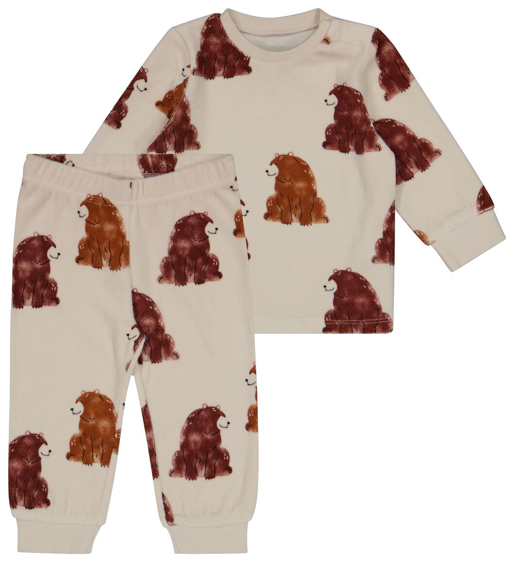 baby pyjama velvet beren wit - HEMA