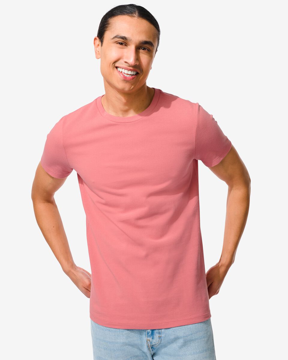 heren t-shirt piqué roze - HEMA