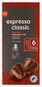 koffiecups espresso classic - 20 stuks - HEMA