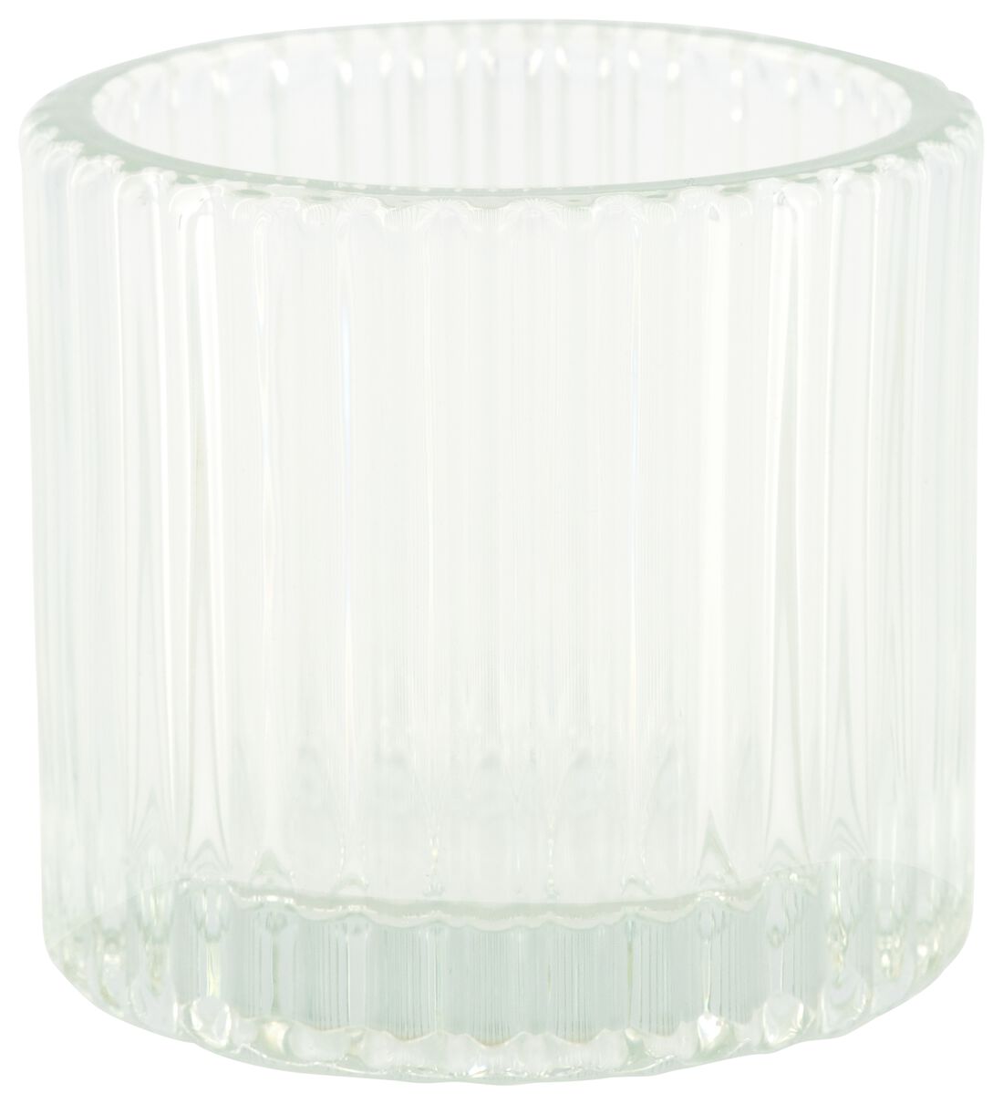 HEMA Sfeerlichthouder Glas Met Ribbels Ø7x6.5 (transparant)