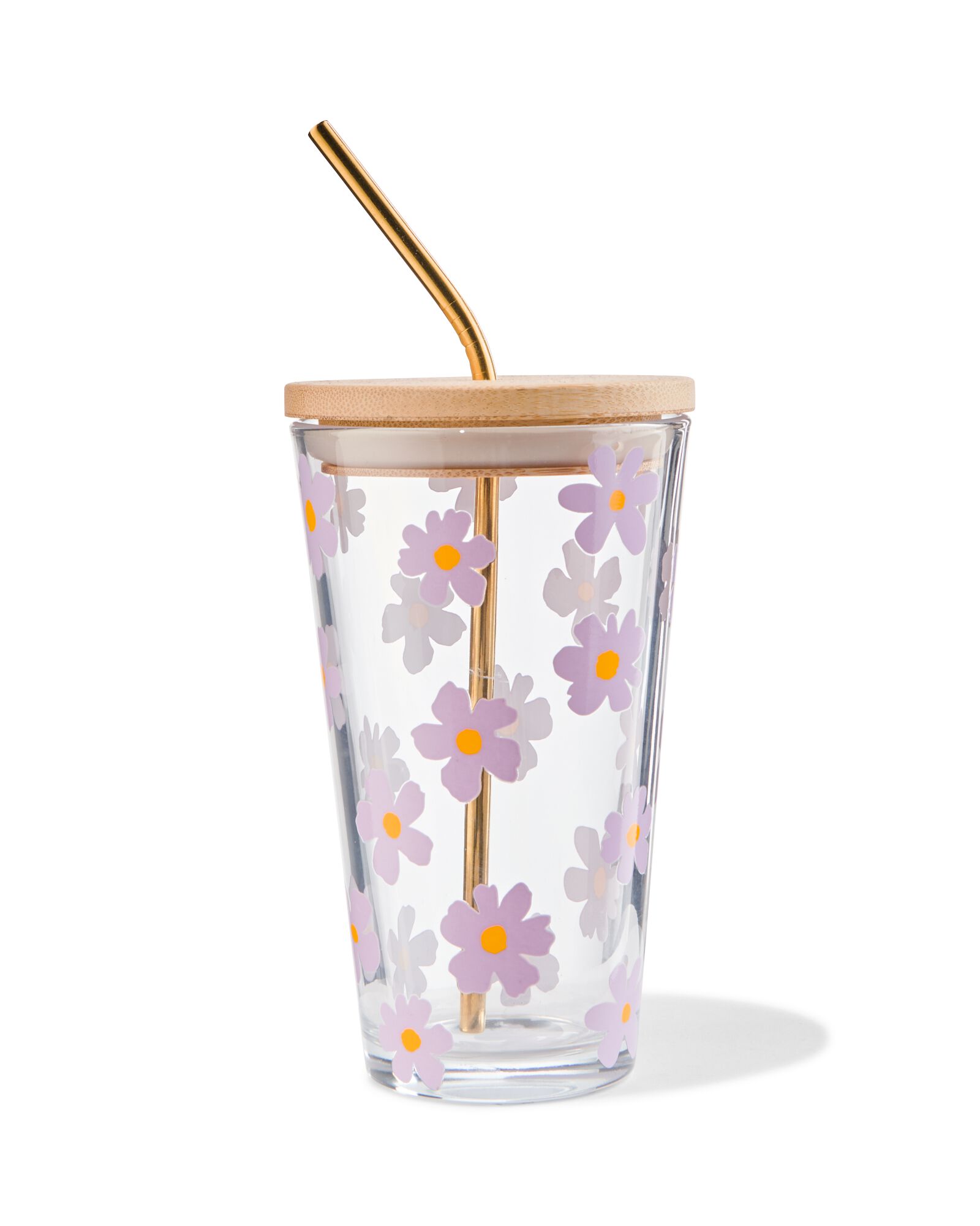 drinkglas glas bloemen 410ml - HEMA
