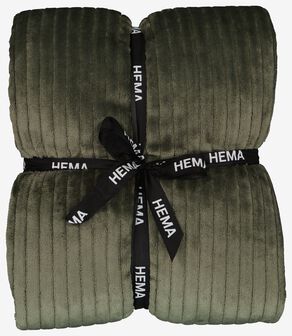 plaid fleece/sherpa groen 130x150 - HEMA