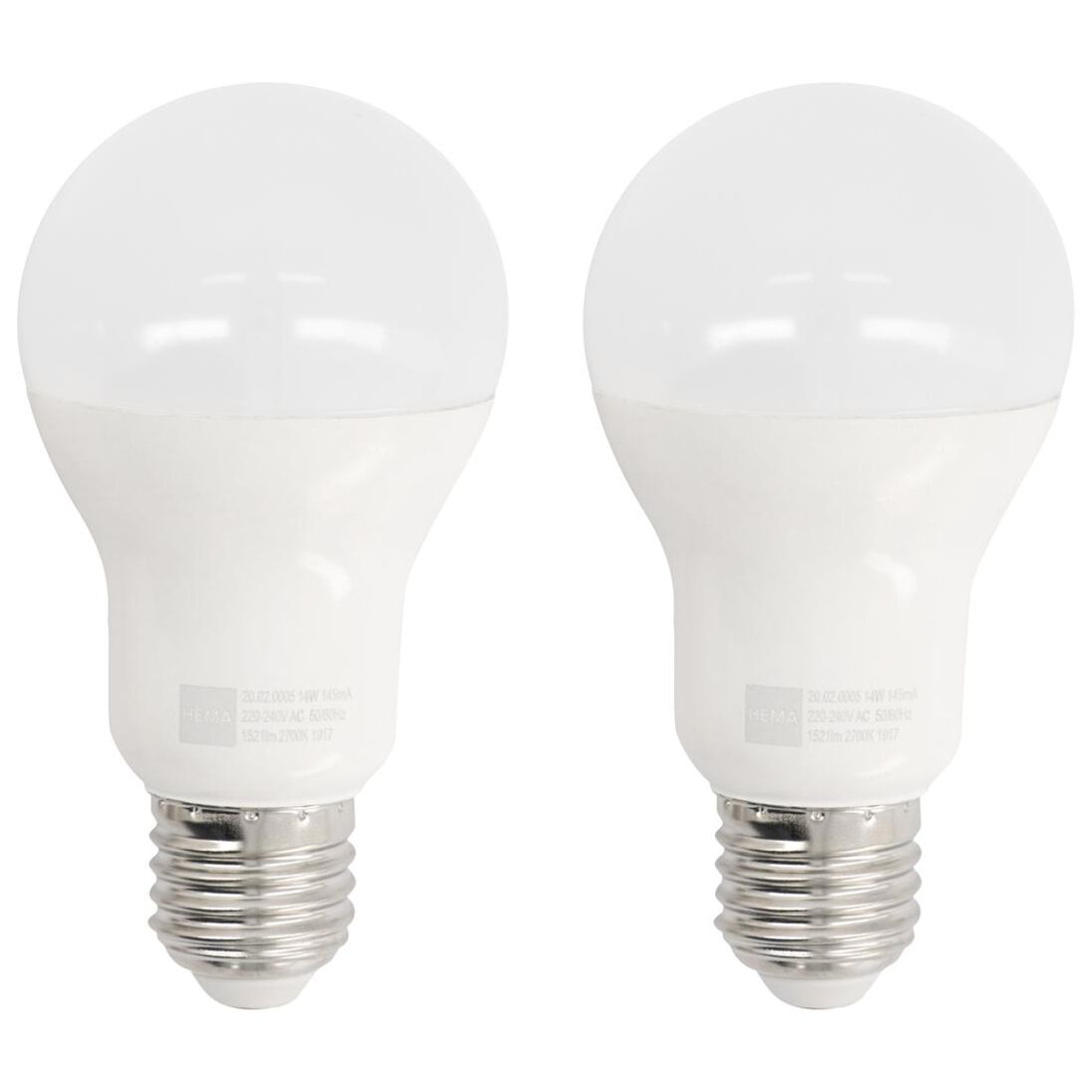 LED lamp 100W - 1521 lm - peer - mat - 2 stuks - HEMA