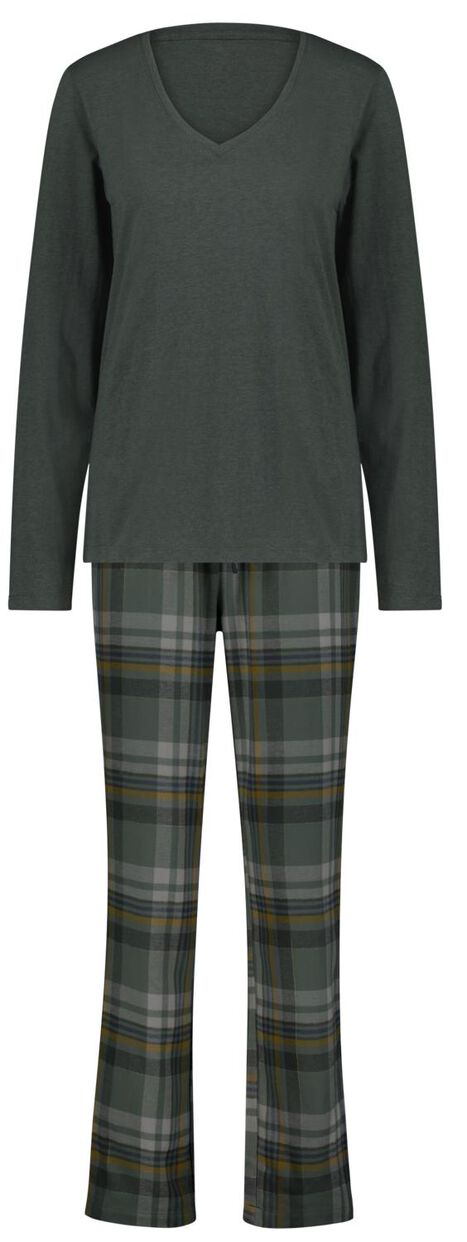 dames pyjama jersey/flanel groen - HEMA