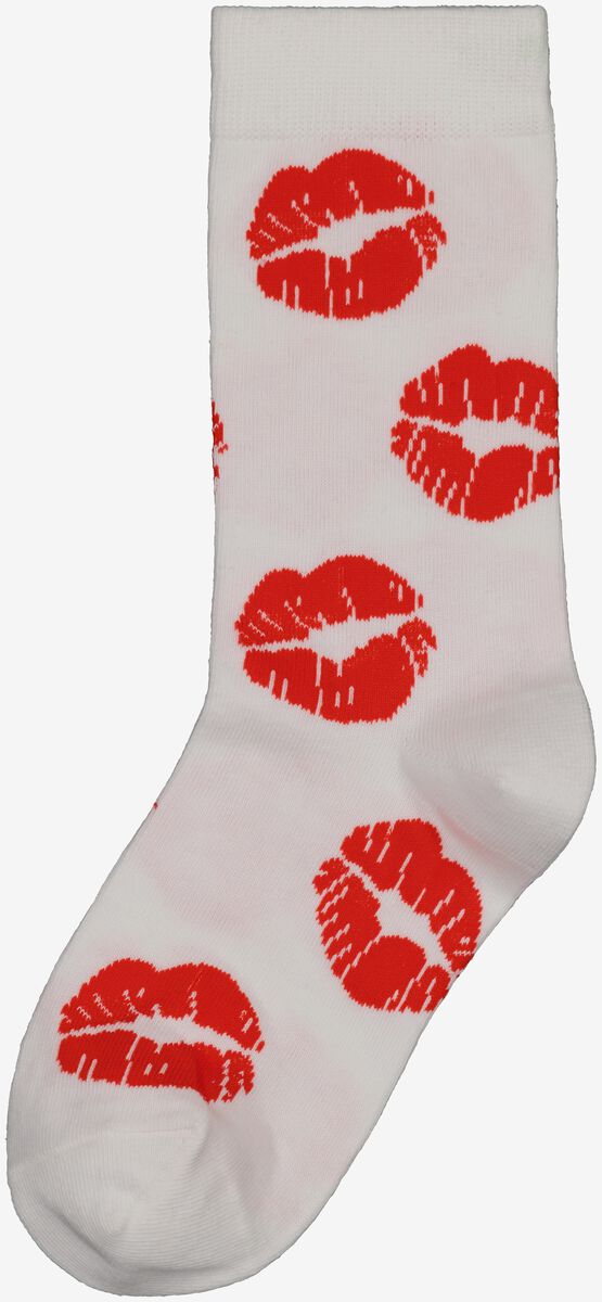 sokken met katoen lots of kisses gebroken wit - HEMA