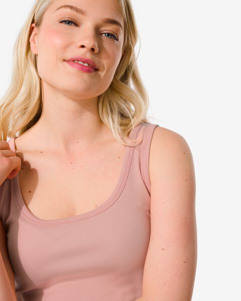 dames singlet Anouk met ribbels roze - HEMA