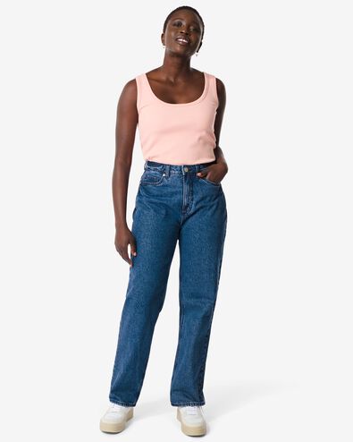 dames jeans straight fit middenblauw - HEMA