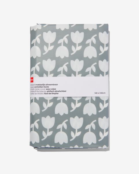 tafelzeil 140x240 polyester - tulpen grijs/wit - HEMA
