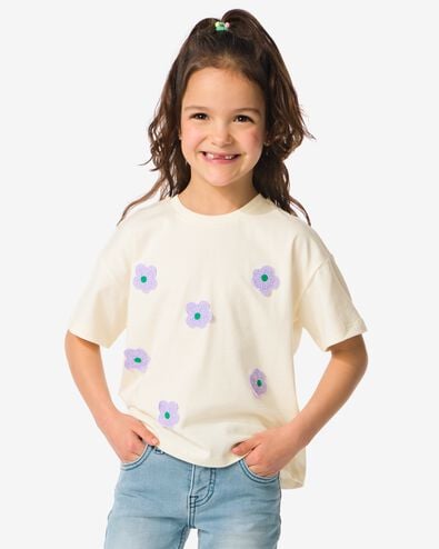 kinder t-shirt relaxed fit bloem paars 146/152 - 30862655 - HEMA