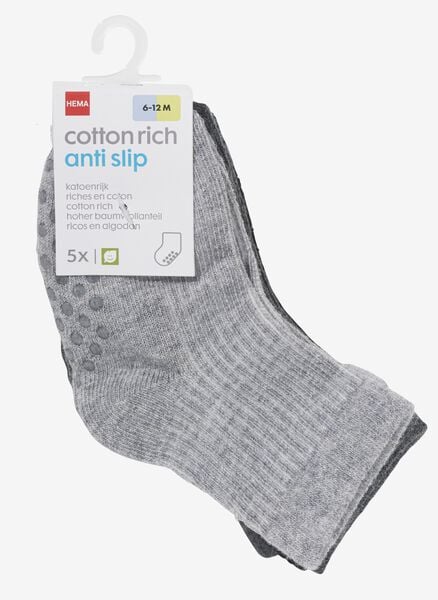 baby sokken met katoen - 5 paar grijs - HEMA