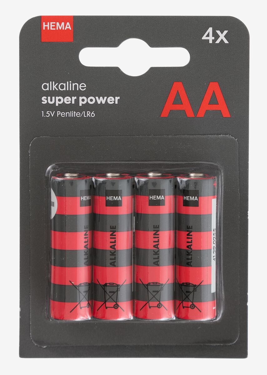 AA alkaline super power batterijen - 4 stuks - HEMA