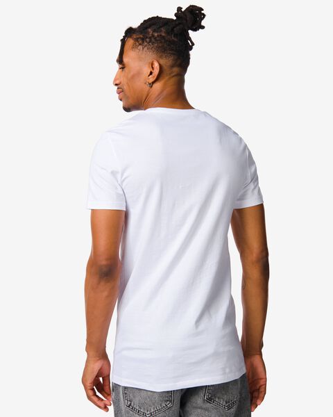 t-shirt regular fit v-hals extra lang - 2 stuks wit HEMA
